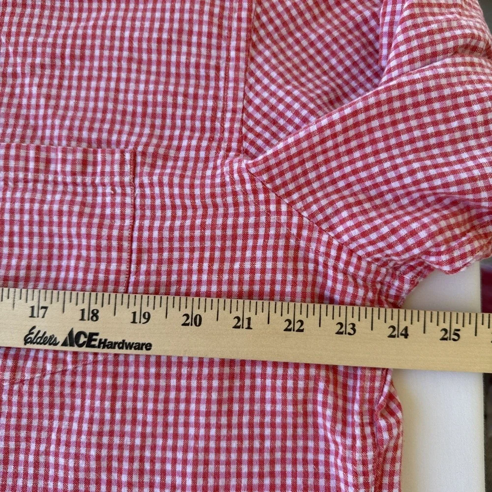 Banana Republic Slim Fit Button Down Shirt Mens XL Red Pink Check‎ Linen Blend